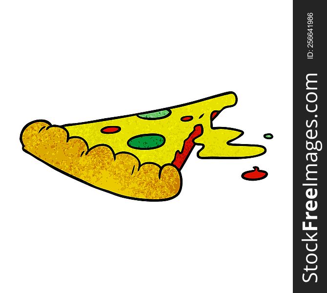 Textured Cartoon Doodle Of A Slice Of Pizza
