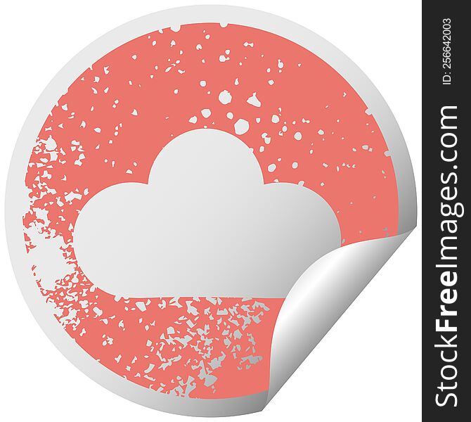 Distressed Circular Peeling Sticker Symbol White Cloud
