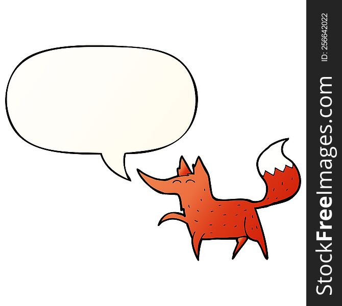 Cartoon Fox And Speech Bubble In Smooth Gradient Style