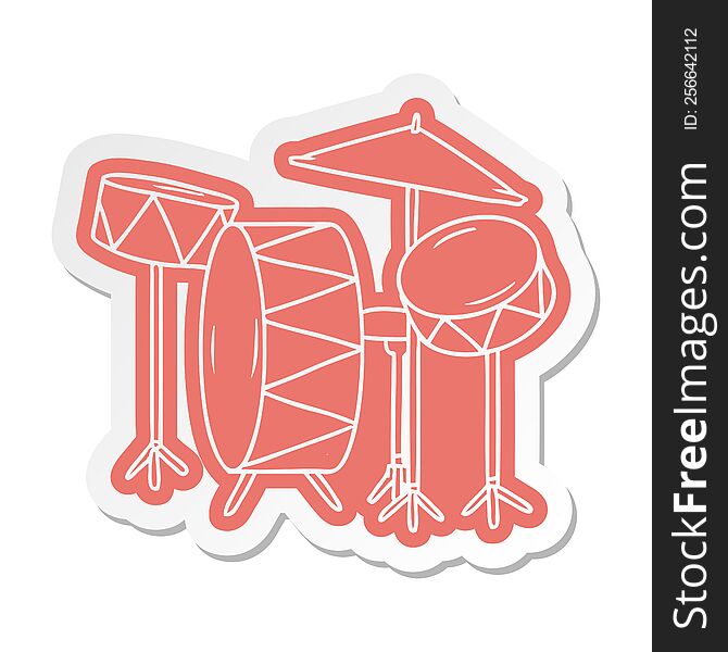 Cartoon Sticker Of A Drum Kit