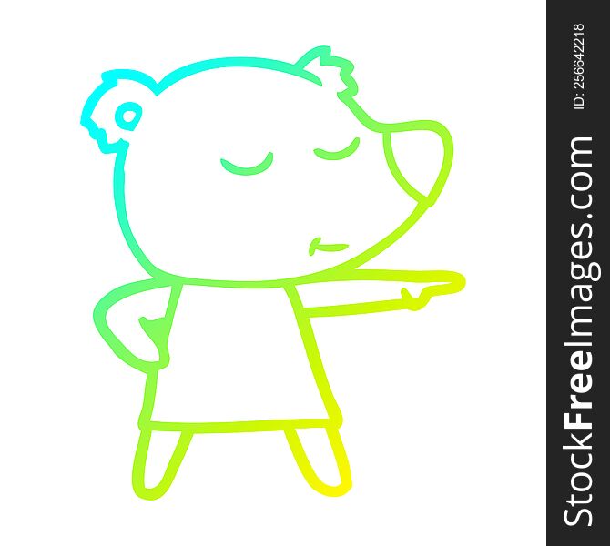 Cold Gradient Line Drawing Cartoon Polar Bear Wearing Dress