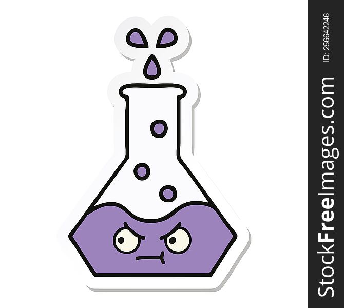 Sticker Of A Cute Cartoon Science Beaker