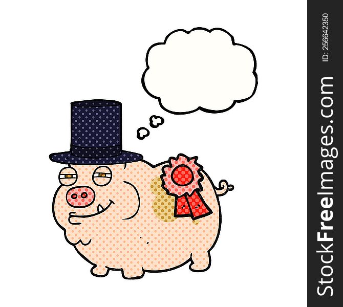 thought bubble cartoon prize winning pig