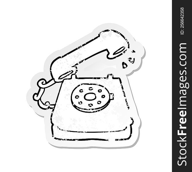 distressed sticker of a cartoon ringing telephone