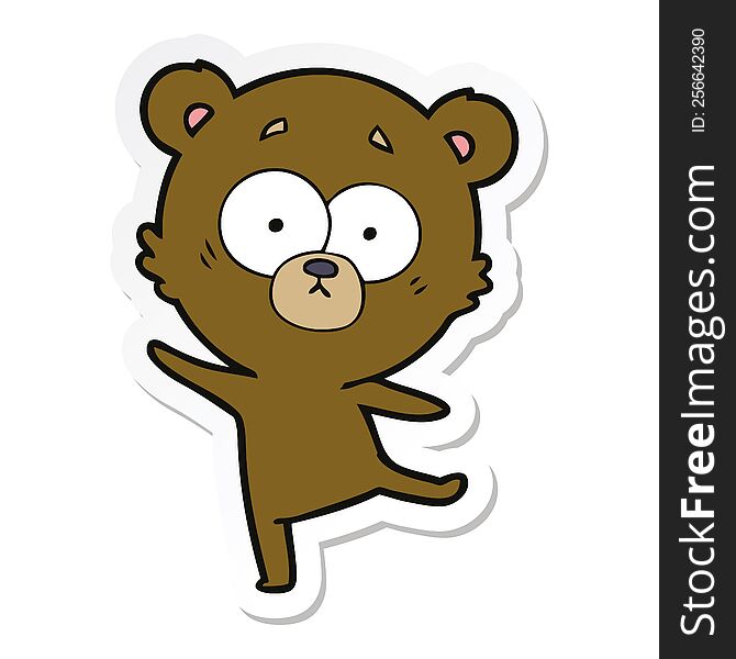 Sticker Of A Worried Bear Cartoon