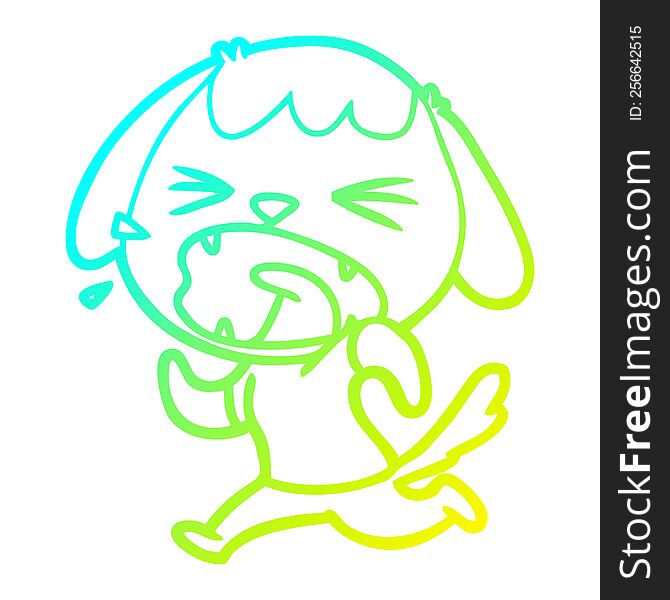 cold gradient line drawing of a cute cartoon dog barking