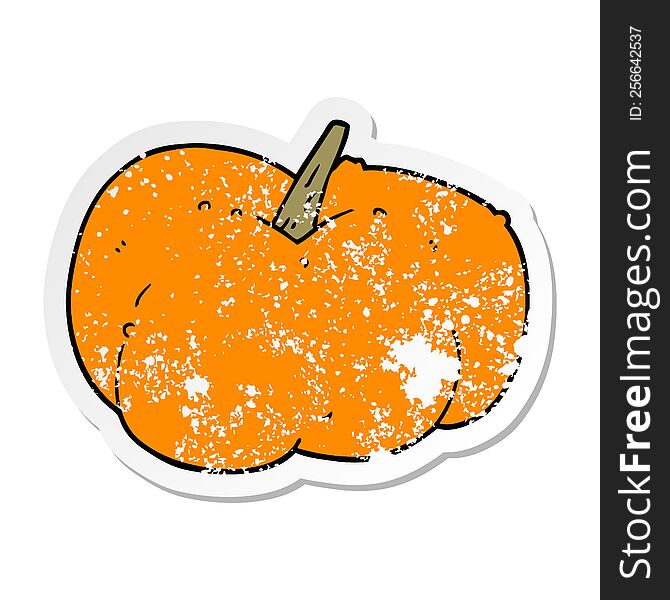distressed sticker of a cartoon pumpkin squash