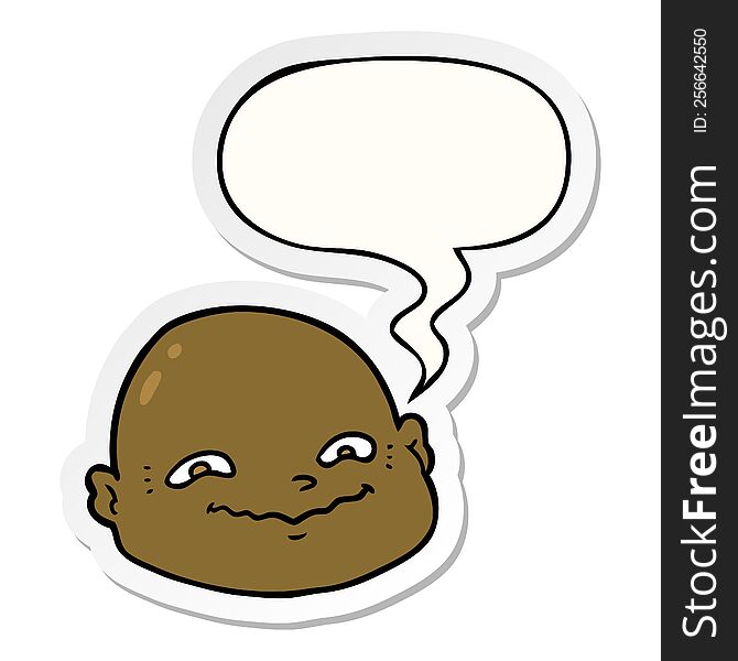 Cartoon Bald Man And Speech Bubble Sticker