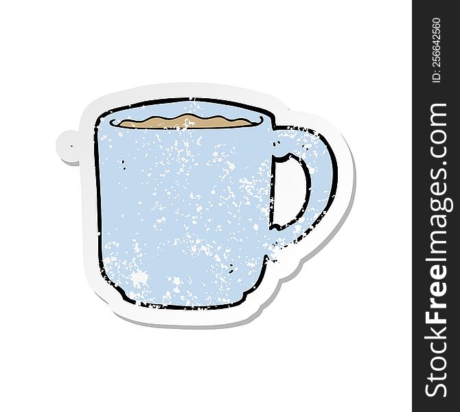retro distressed sticker of a cartoon coffee mug
