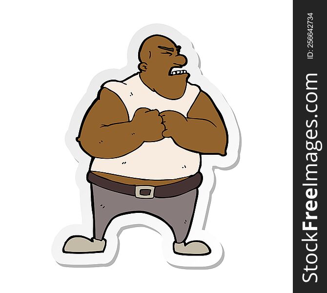 sticker of a cartoon violent man