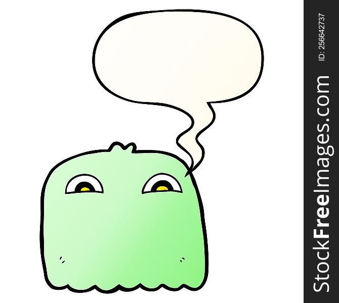 Cartoon Ghost And Speech Bubble In Smooth Gradient Style