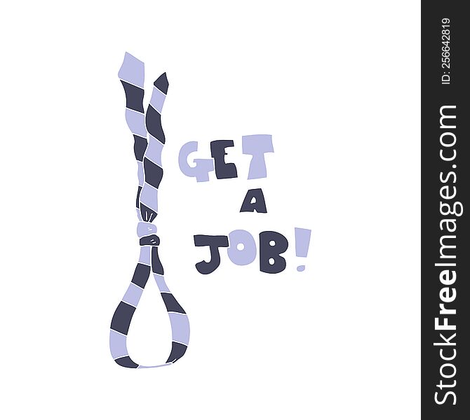 flat color illustration of get a job tie noose symbol. flat color illustration of get a job tie noose symbol