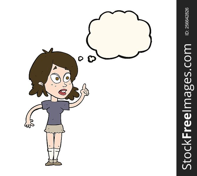 Cartoon Woman Asking Question With Thought Bubble