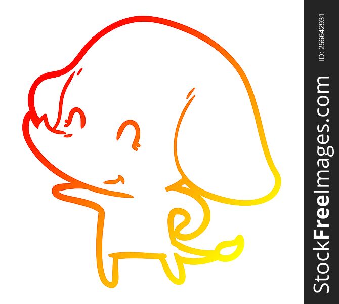 Warm Gradient Line Drawing Cute Cartoon Elephant