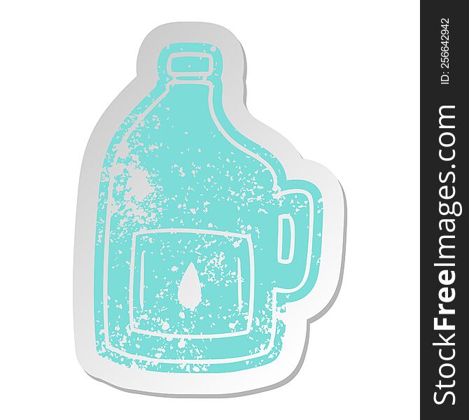 Distressed Old Sticker Of A Large Drinking Bottle