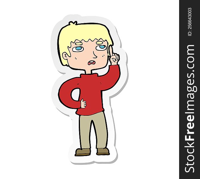 Sticker Of A Cartoon Boy With Question