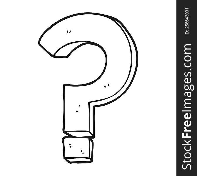 freehand drawn black and white cartoon question mark