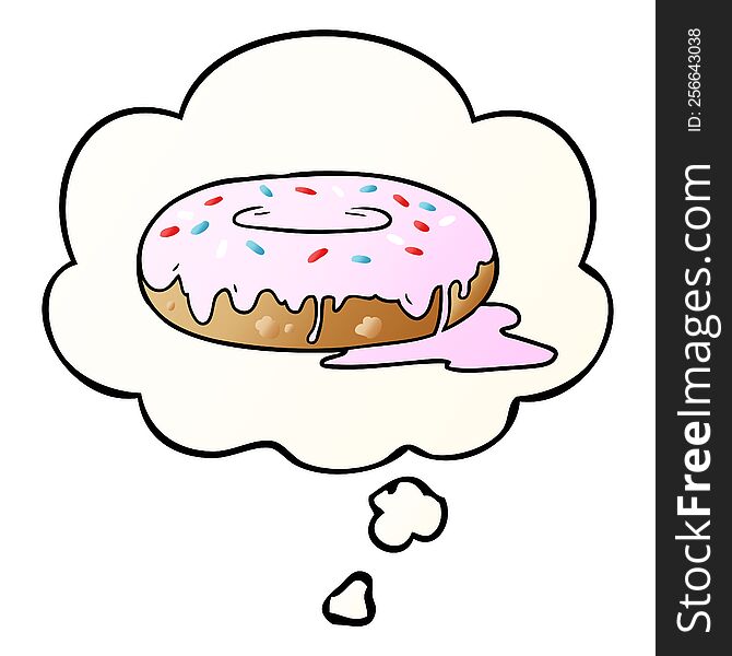 Cartoon Donut And Thought Bubble In Smooth Gradient Style