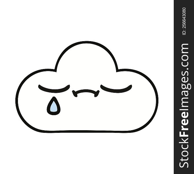 cute cartoon of a sad cloud. cute cartoon of a sad cloud