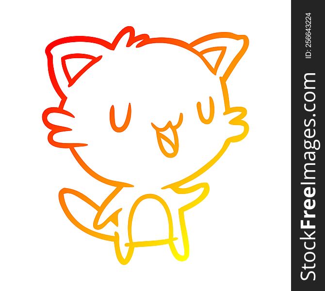 Warm Gradient Line Drawing Happy Cat