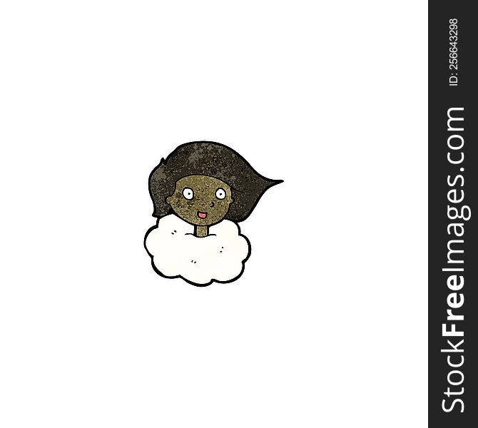 woman with head in clouds cartoon