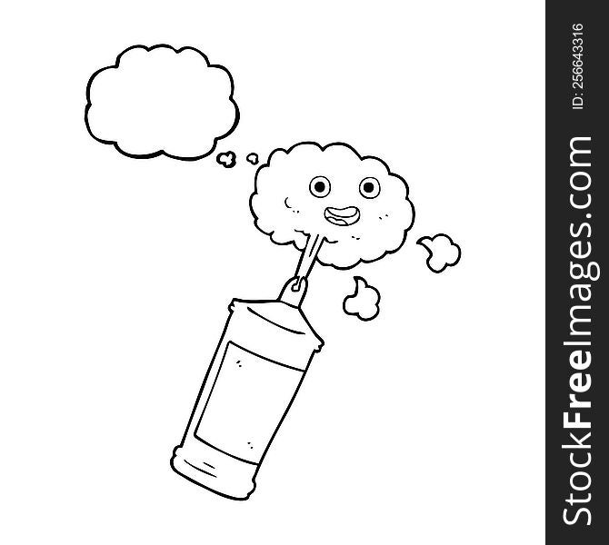 freehand drawn thought bubble cartoon spraying whipped cream