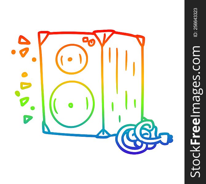 rainbow gradient line drawing of a cartoon amplifier