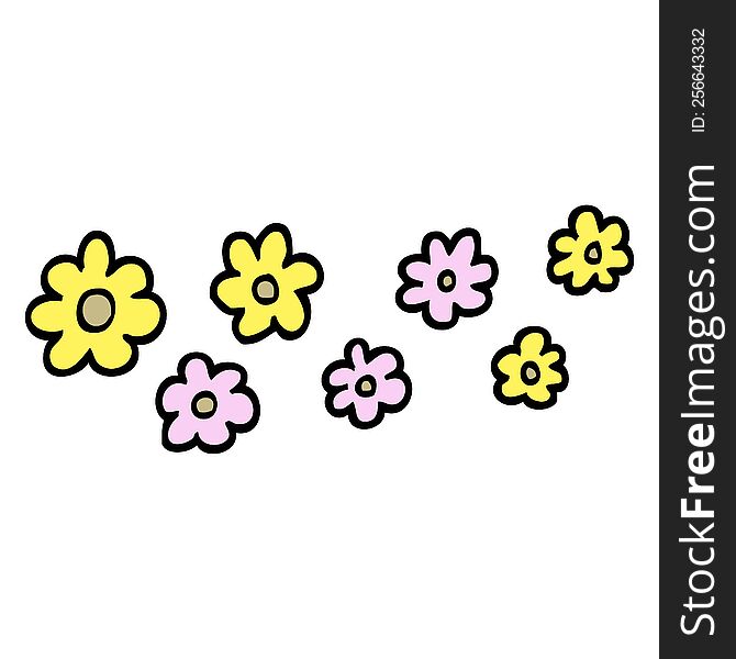 hand drawn doodle style cartoon decorative flowers