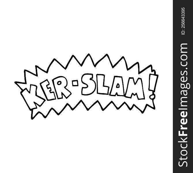 line drawing cartoon word ker-slam