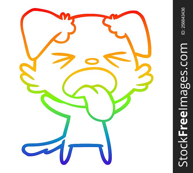 Rainbow Gradient Line Drawing Cartoon Disgusted Dog