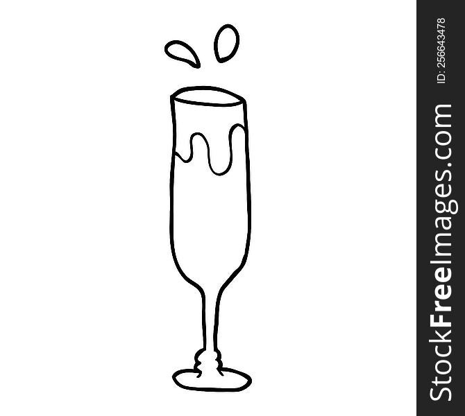 line drawing cartoon champagne