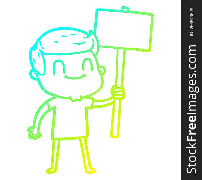 Cold Gradient Line Drawing Cartoon Friendly Man