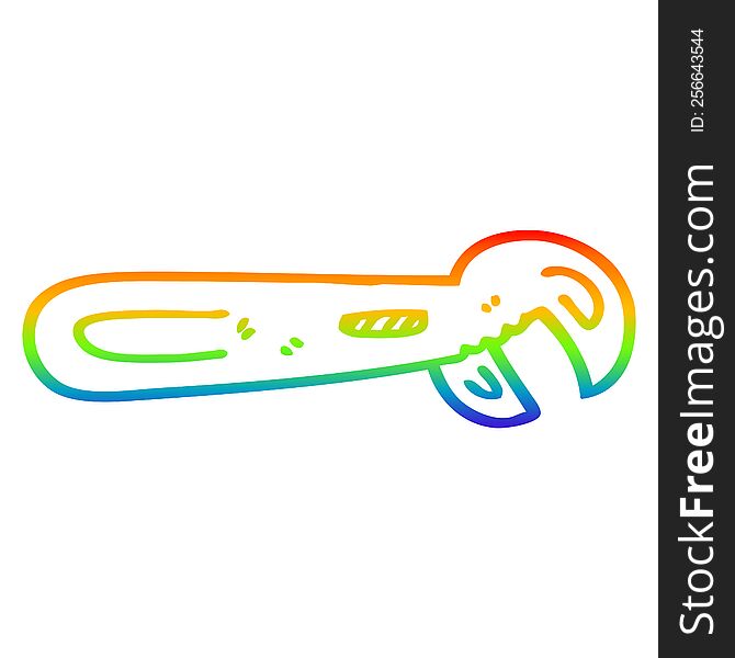 rainbow gradient line drawing of a cartoon adjustable spanner