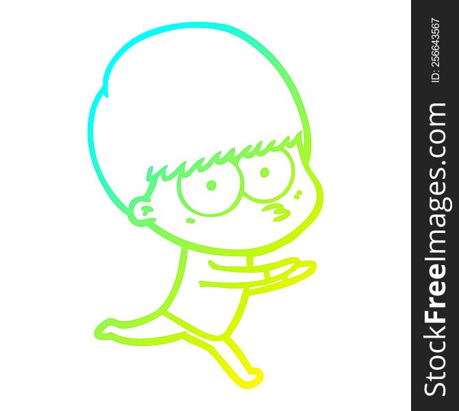 Cold Gradient Line Drawing Nervous Cartoon Boy