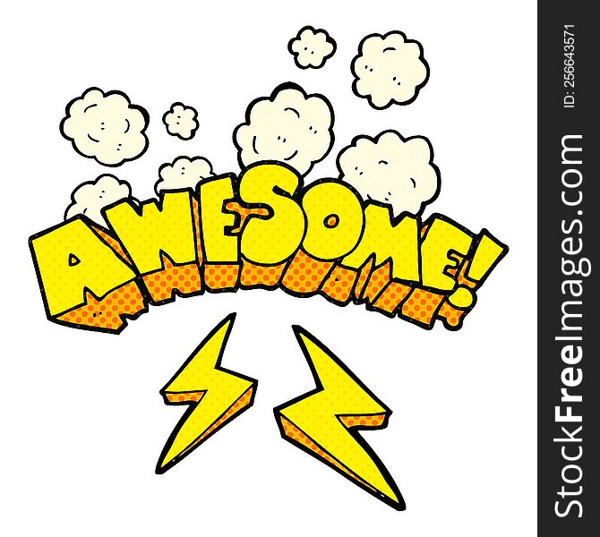 freehand drawn comic book style cartoon word awesome