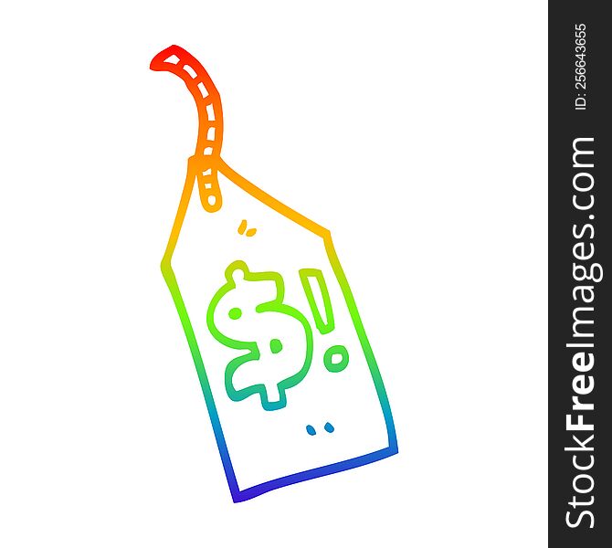 rainbow gradient line drawing of a cartoon price label