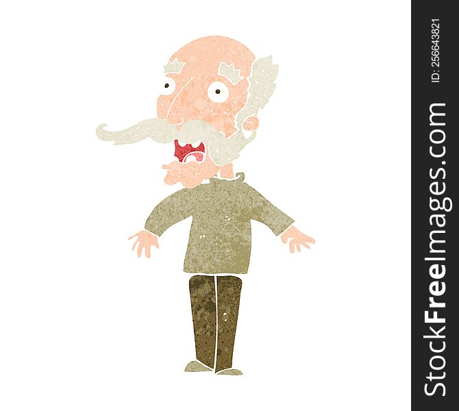 Cartoon Old Man Gasping In Surprise