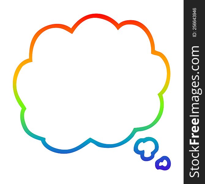 rainbow gradient line drawing of a cartoon thought cloud