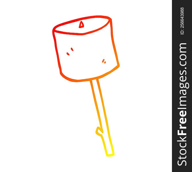 warm gradient line drawing of a cartoon marshmallow on stick