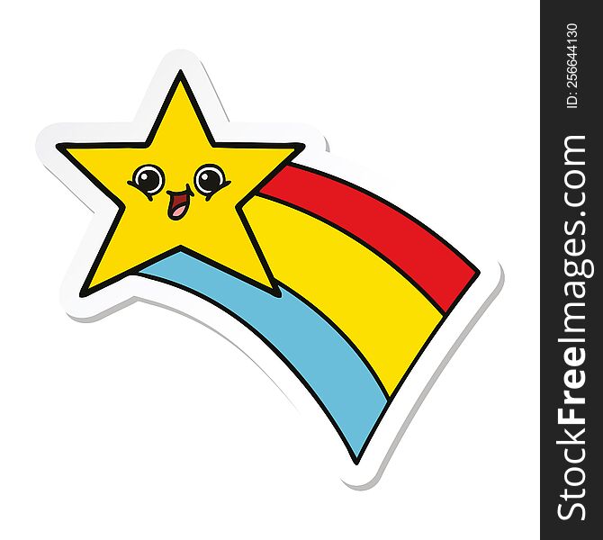 Sticker Of A Cute Cartoon Shooting Rainbow Star