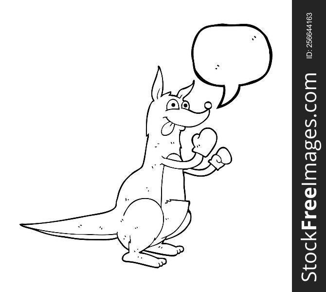 Speech Bubble Cartoon Boxing Kangaroo