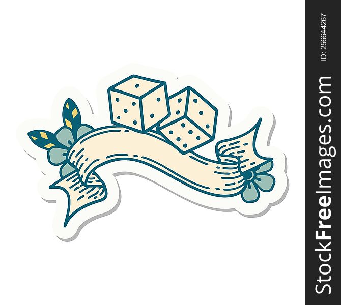 Tattoo Sticker With Banner Of Lucky Dice