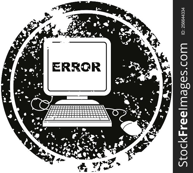 Computer Error Circular Distressed Symbol