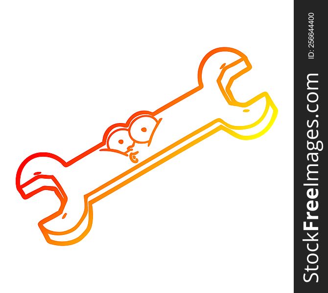 warm gradient line drawing of a cartoon spanner
