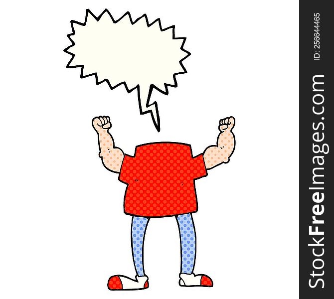 Comic Book Speech Bubble Cartoon Headless Man
