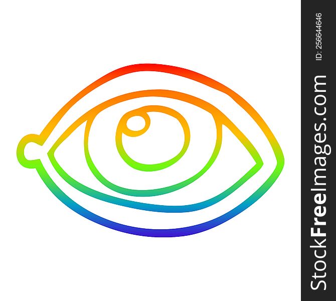 Rainbow Gradient Line Drawing Cartoon Eye Staring