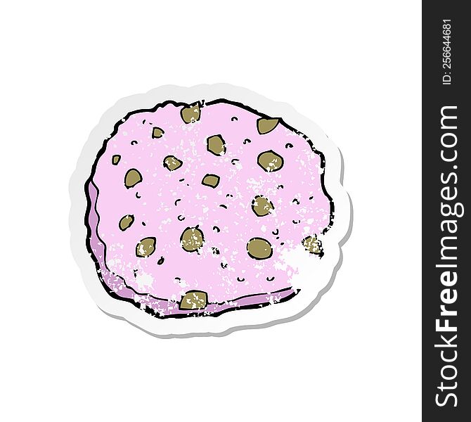 retro distressed sticker of a pink cookie cartoon