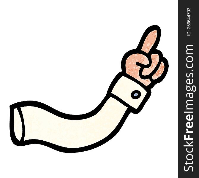 Grunge Textured Illustration Cartoon Pointing Arm