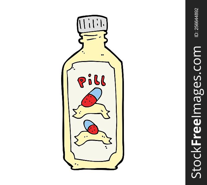 cartoon old bottle of pills