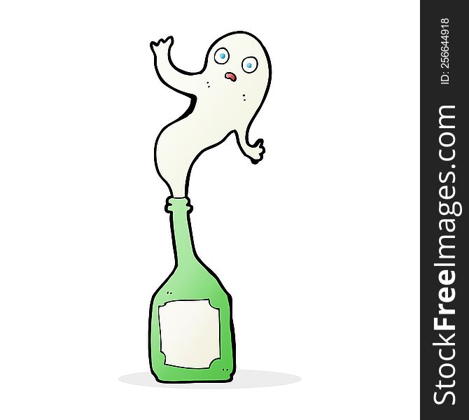 Cartoon Ghost In Bottle